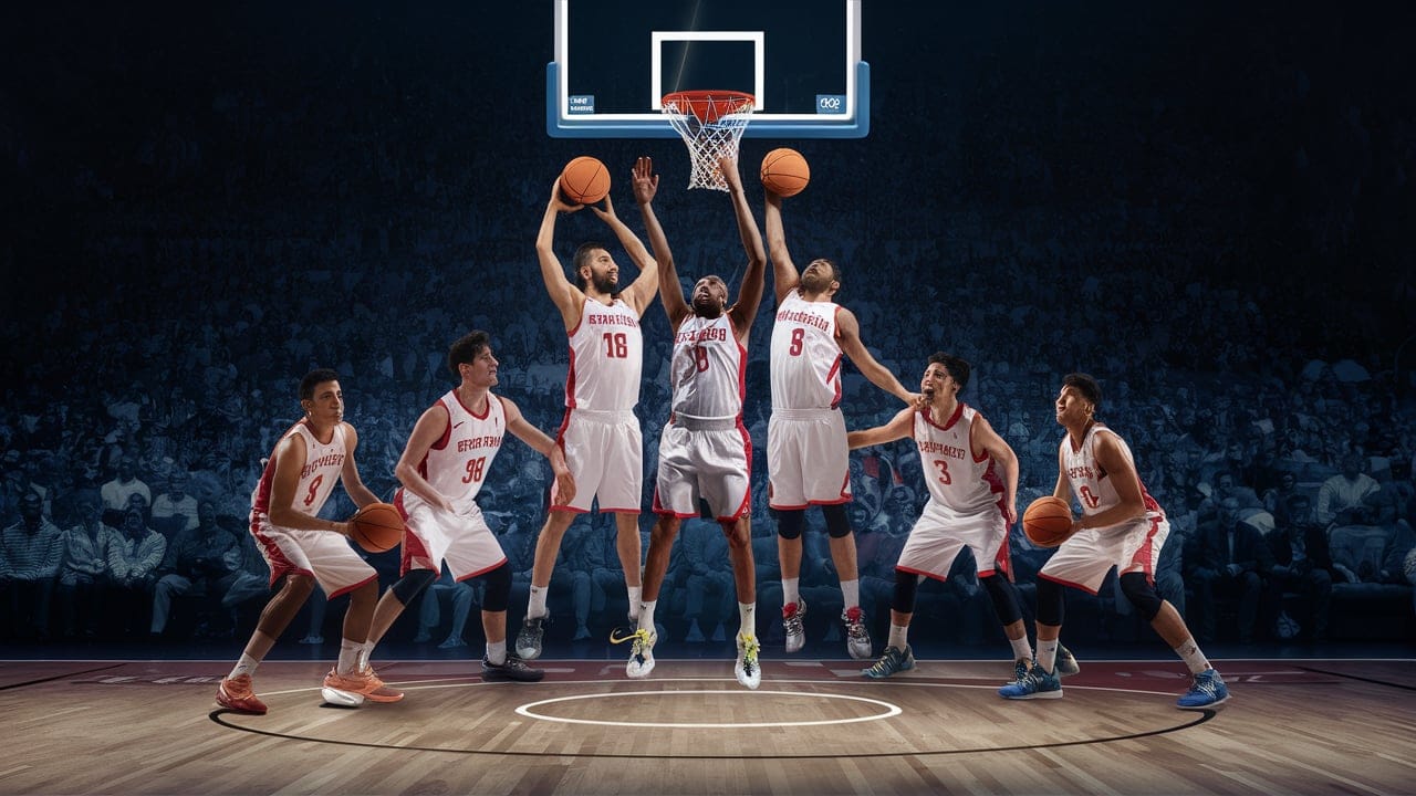 Basketball player practicing shooting drills